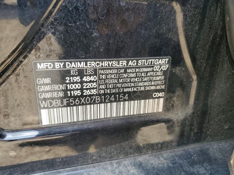 Aukcja sprzedaży 2007 Mercedes-benz E, vin: WDBUF56X07B124154, numer aukcji: 61919886