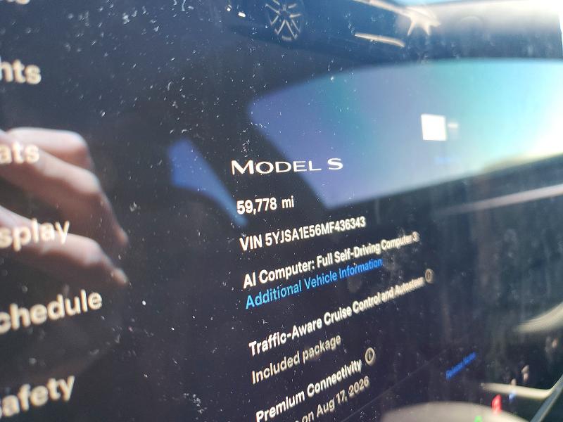 55846306 :رقم المزاد ، 5YJSA1E56MF436343 vin ، 2021 Tesla Model S مزاد بيع