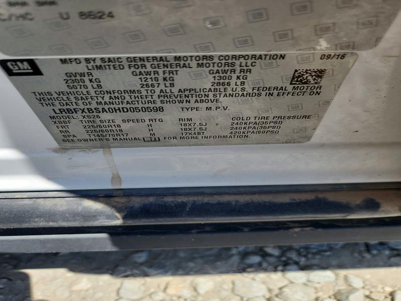 61207866 :رقم المزاد ، LRBFXBSA0HD050598 vin ، 2017 Buick Envision مزاد بيع
