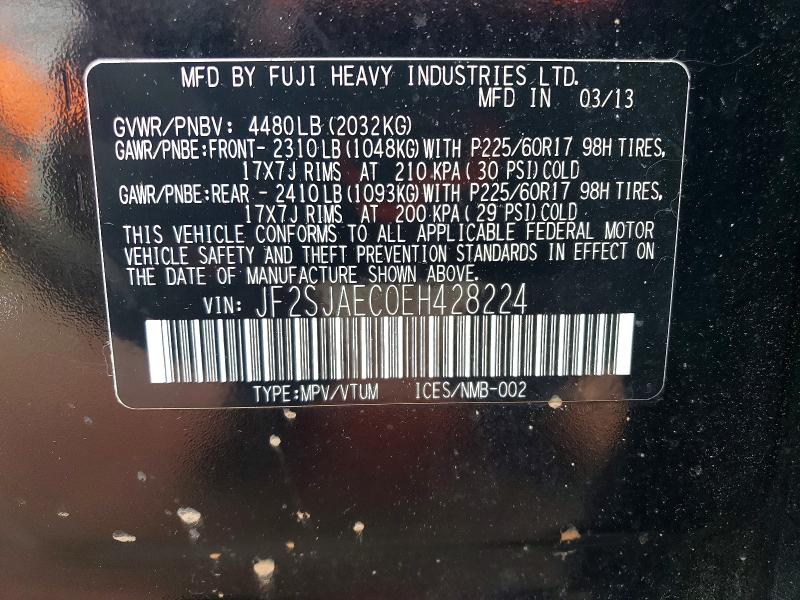 Продажа на аукционе авто 2014 Subaru Forester, vin: JF2SJAEC0EH428224, номер лота: 62935356