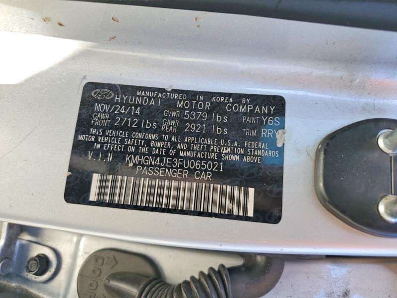 2015 Hyundai Genesis მანქანა იყიდება აუქციონზე, vin: KMHGN4JE3FU065021, აუქციონის ნომერი: 62869086
