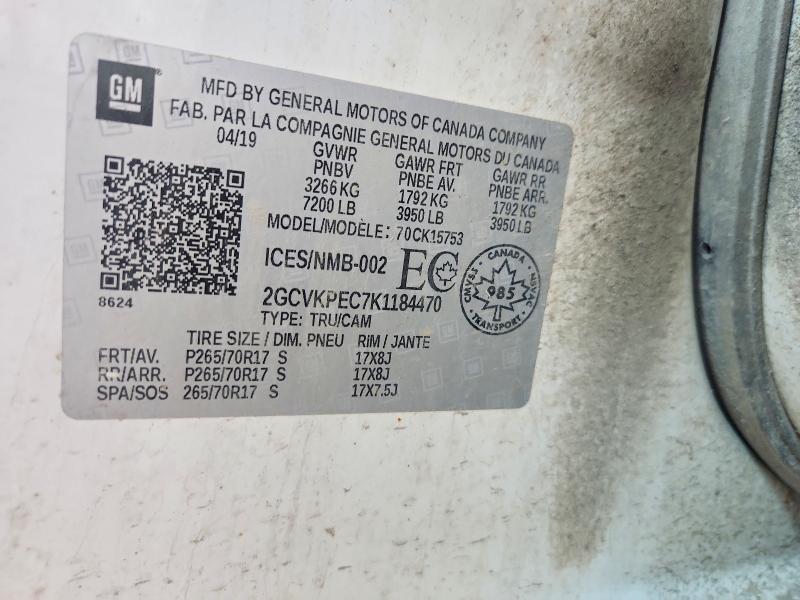 59630896 :رقم المزاد ، 2GCVKPEC7K1184470 vin ، 2019 Chevrolet Silverado Ld مزاد بيع