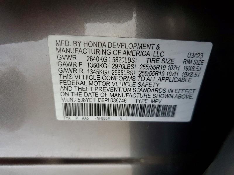 60184156 :رقم المزاد ، 5J8YE1H36PL036746 vin ، 2023 Acura Mdx مزاد بيع
