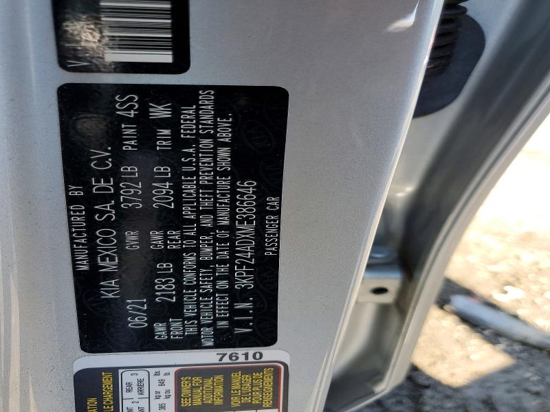 Aukcja sprzedaży 2021 Kia Forte, vin: 3KPF24ADXME386646, numer aukcji: 63019036