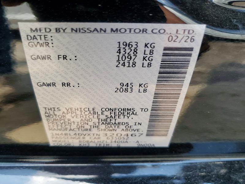 62848896 :رقم المزاد ، 1N4BL4DVXTN320467 vin ، 2026 Nissan Altima مزاد بيع