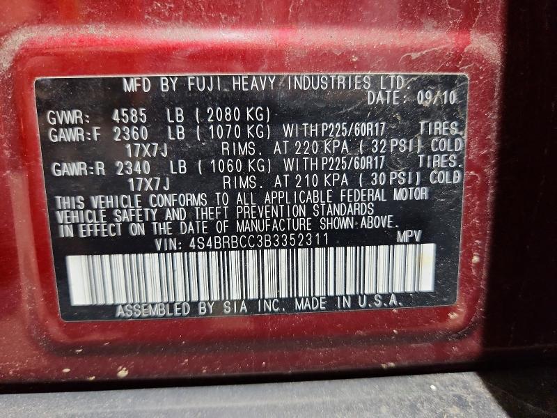 Продажа на аукционе авто 2011 Subaru Outback, vin: 4S4BRBCC3B3352311, номер лота: 60738816