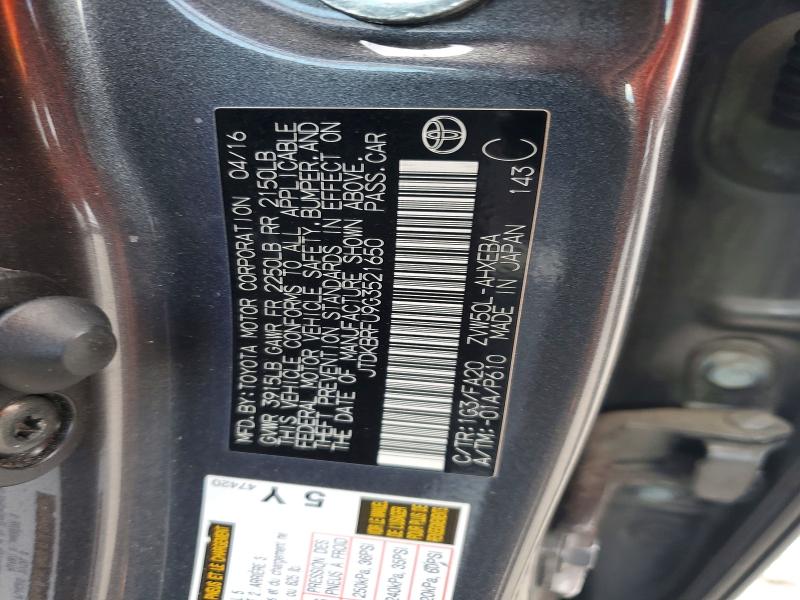 Продажа на аукционе авто 2016 Toyota Prius, vin: JTDKBRFU9G3521650, номер лота: 62878126