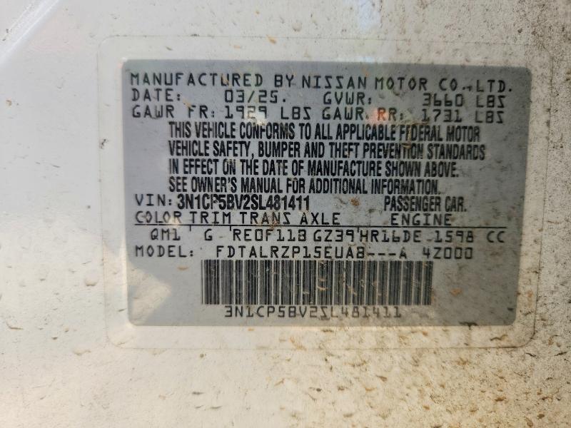 59833056 :رقم المزاد ، 3N1CP5BV2SL481411 vin ، 2025 Nissan Kicks Play مزاد بيع
