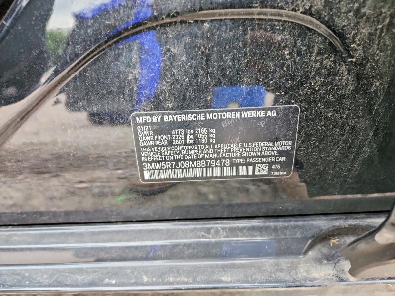 61383246 :رقم المزاد ، 3MW5R7J08M8B79478 vin ، 2021 Bmw 330xi مزاد بيع