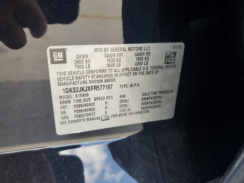 59233886 :رقم المزاد ، 1GKS2JKJXFR577187 vin ، 2015 Gmc Yukon Xl مزاد بيع