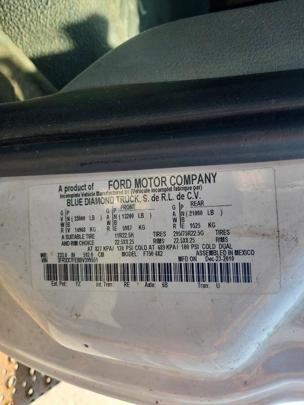 Aukcja sprzedaży 2011 Ford F750, vin: 3FRXX7FE8BV399551, numer aukcji: 62891416