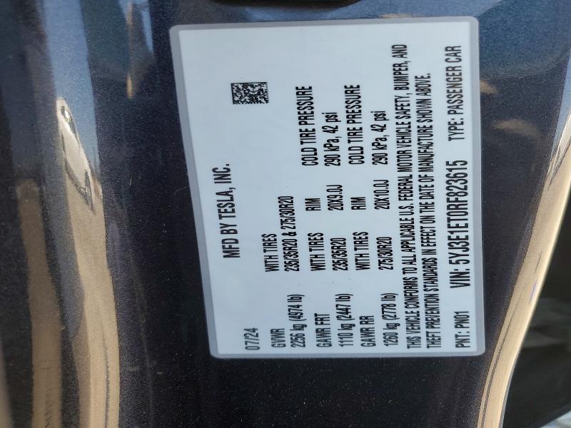 Продажа на аукционе авто 2024 Tesla Model 3, vin: 5YJ3E1ET0RF823615, номер лота: 61070266