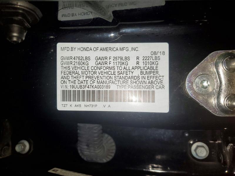 60023886 :رقم المزاد ، 19UUB3F47KA003189 vin ، 2019 Acura Tlx مزاد بيع