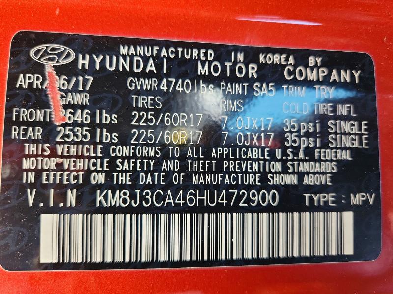 Продаж на аукціоні авто 2017 Hyundai Tucson, vin: KM8J3CA46HU472900, номер лоту: 61332306