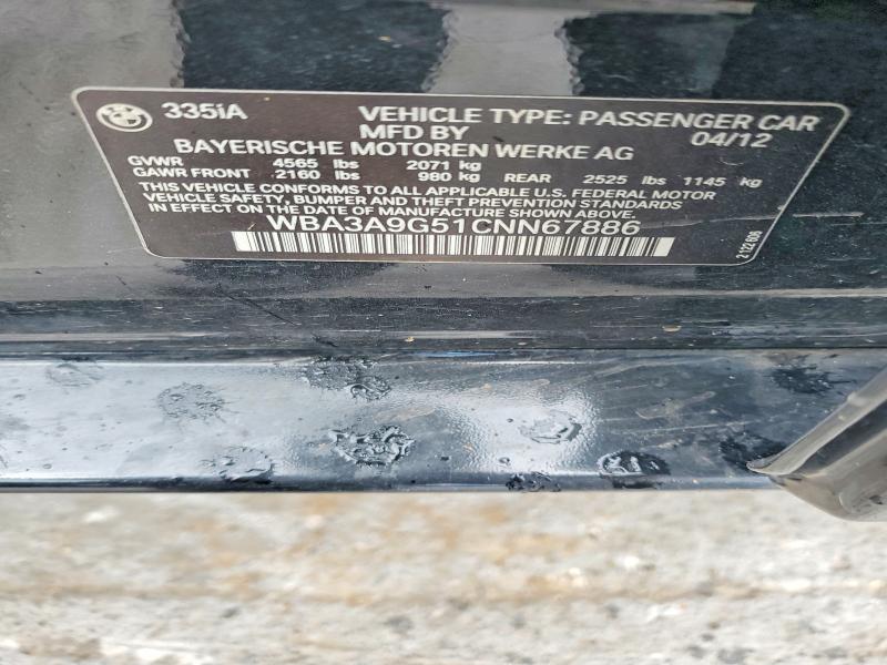 59971336 :رقم المزاد ، WBA3A9G51CNN67886 vin ، 2012 Bmw 335 مزاد بيع