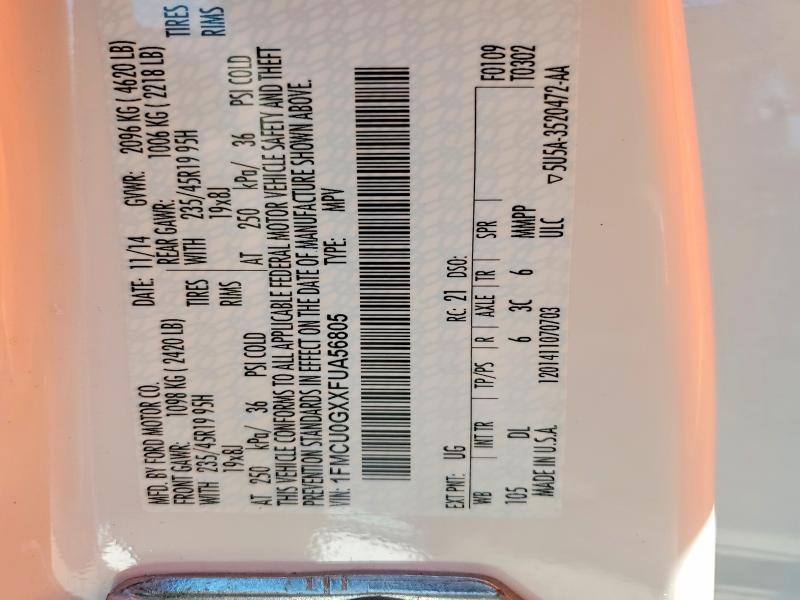 Aukcja sprzedaży 2015 Ford Escape, vin: 1FMCU0GXXFUA56805, numer aukcji: 61285926