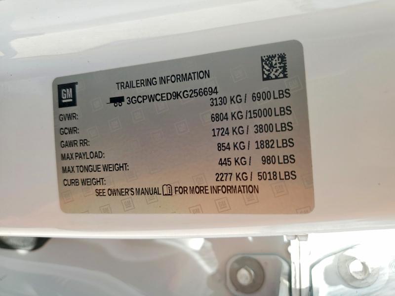Aukcja sprzedaży 2019 Chevrolet Silverado, vin: 3GCPWCED9KG256694, numer aukcji: 76292255