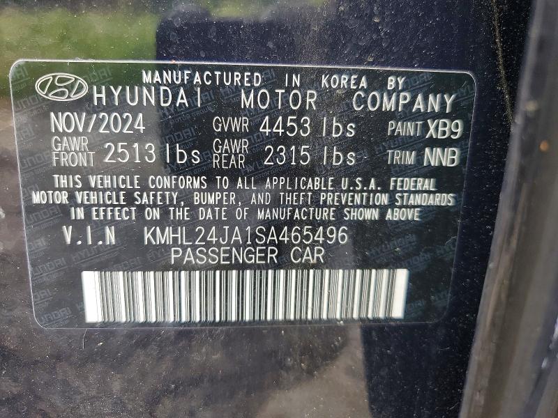 Aukcja sprzedaży 2025 Hyundai Sonata, vin: KMHL24JA1SA465496, numer aukcji: 61851976