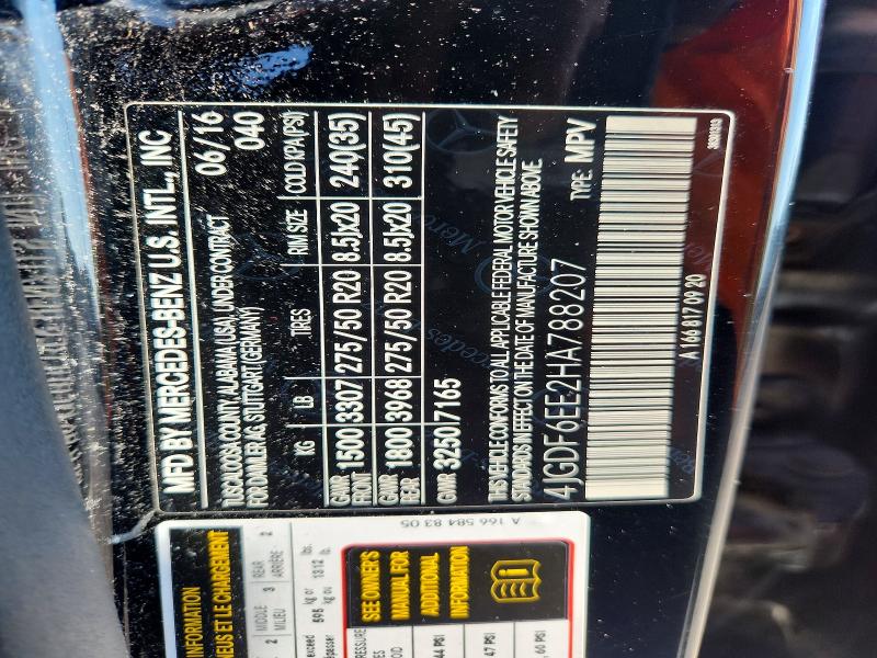 Продаж на аукціоні авто 2017 Mercedes-benz Gls, vin: 4JGDF6EE2HA788207, номер лоту: 62997196