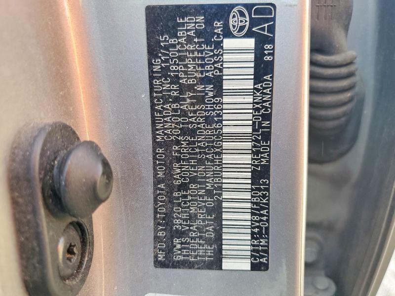 61521926 :رقم المزاد ، 2T1BURHEXGC561369 vin ، 2016 Toyota Corolla مزاد بيع