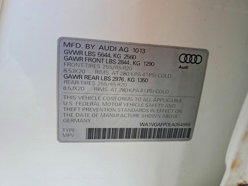 Aukcja sprzedaży 2014 Audi Sq5, vin: WA1VGAFP0EA054955, numer aukcji: 59778486