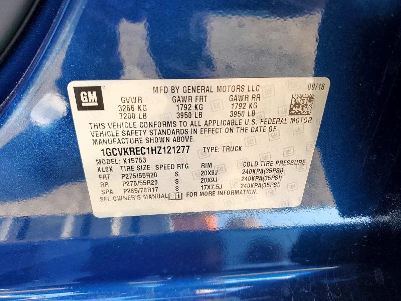 Продажа на аукционе авто 2017 Chevrolet Silverado, vin: 1GCVKREC1HZ121277, номер лота: 63047196