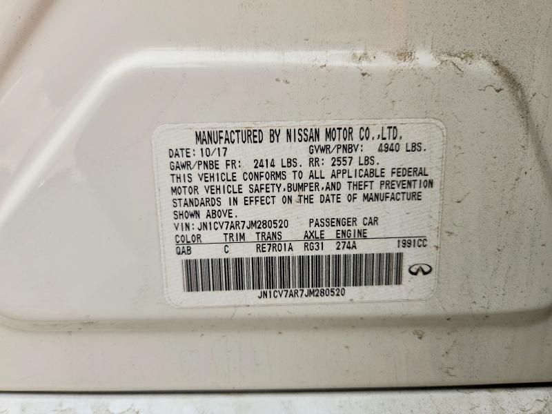 Продаж на аукціоні авто 2018 Infiniti Q50, vin: JN1CV7AR7JM280520, номер лоту: 61575176