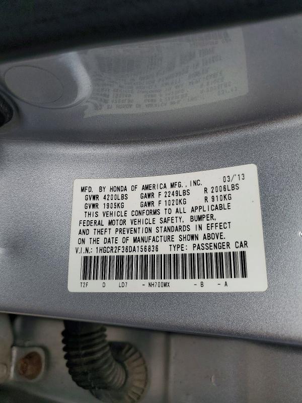 Продажа на аукционе авто 2013 Honda Accord, vin: 1HGCR2F36DA156836, номер лота: 61516306