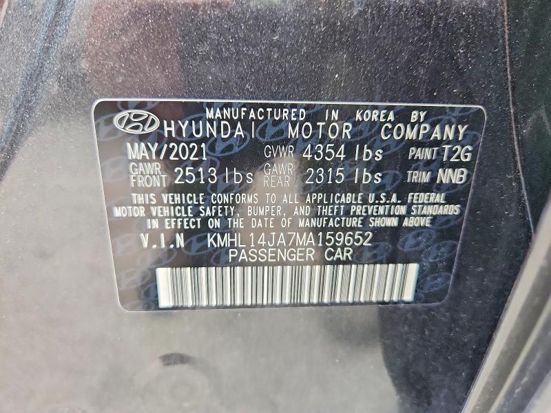 62110526 :رقم المزاد ، KMHL14JA7MA159652 vin ، 2021 Hyundai Sonata مزاد بيع