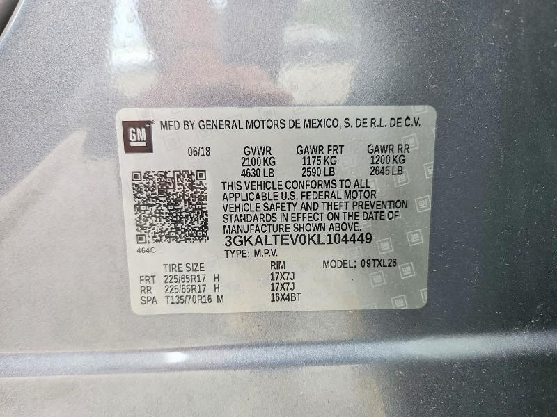 Aukcja sprzedaży 2019 Gmc Terrain, vin: 3GKALTEV0KL104449, numer aukcji: 62457476