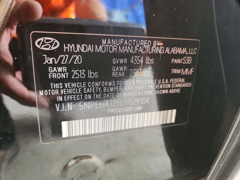 2020 Hyundai Sonata მანქანა იყიდება აუქციონზე, vin: 5NPEH4J25LH029104, აუქციონის ნომერი: 59632846