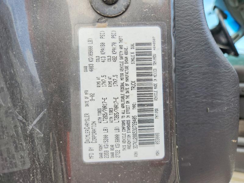 Продаж на аукціоні авто 2003 Dodge Ram 2500, vin: 3D7KU28653G728405, номер лоту: 56615506