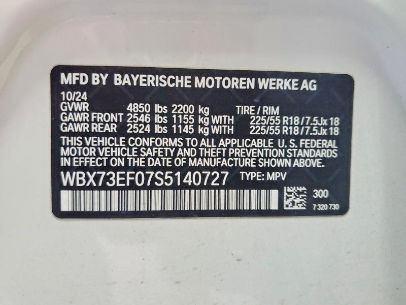 Aukcja sprzedaży 2025 Bmw X1, vin: WBX73EF07S5140727, numer aukcji: 60179966