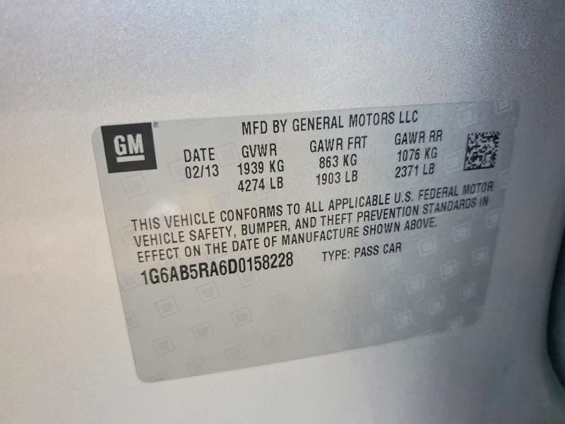 2013 Cadillac Ats მანქანა იყიდება აუქციონზე, vin: 1G6AB5RA6D0158228, აუქციონის ნომერი: 59271486