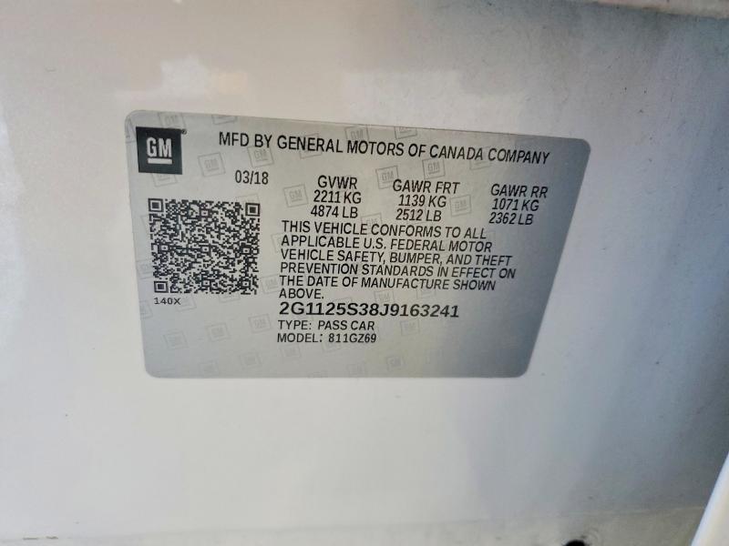 59720596 :رقم المزاد ، 2G1125S38J9163241 vin ، 2018 Chevrolet Impala مزاد بيع