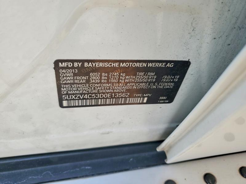 2013 Bmw X5 მანქანა იყიდება აუქციონზე, vin: 5UXZV4C53D0E13562, აუქციონის ნომერი: 60780146