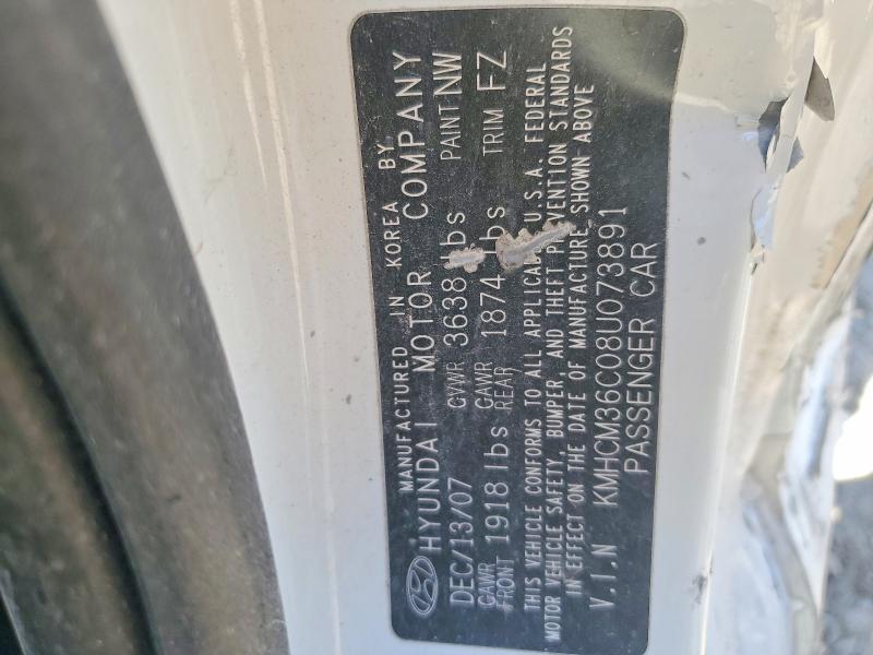 54787166 :رقم المزاد ، KMHCM36C08U073891 vin ، 2008 Hyundai Accent مزاد بيع