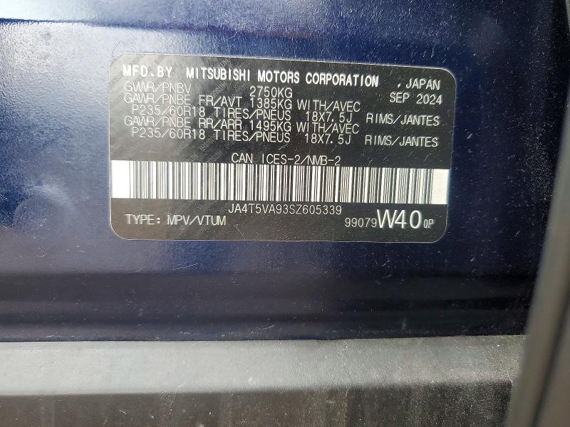2025 Mitsubishi Outlander მანქანა იყიდება აუქციონზე, vin: JA4T5VA93SZ605339, აუქციონის ნომერი: 60545046
