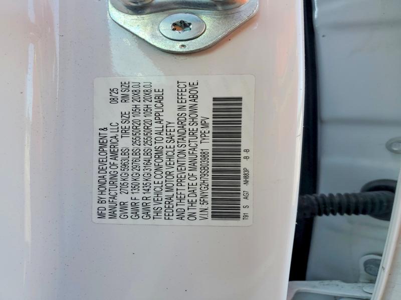Aukcja sprzedaży 2025 Honda Pilot, vin: 5FNYG2H79SB039881, numer aukcji: 62964546