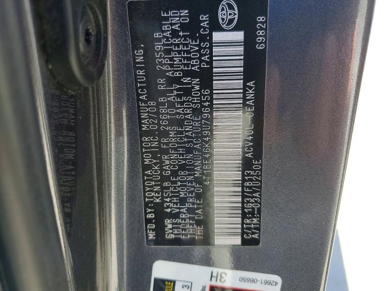 Aukcja sprzedaży 2009 Toyota Camry, vin: 4T1BE46K49U796456, numer aukcji: 63059566
