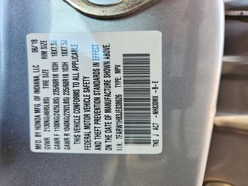 Продажа на аукционе авто 2018 Honda Cr-v, vin: 7FARW1H83JE038626, номер лота: 62647946