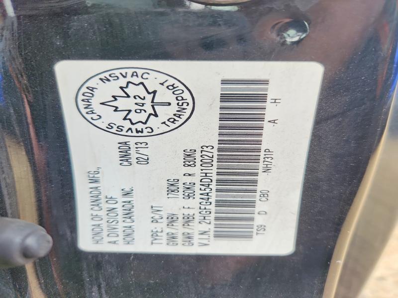 62611186 :رقم المزاد ، 2HGFG4A54DH100273 vin ، 2013 Honda Civic مزاد بيع