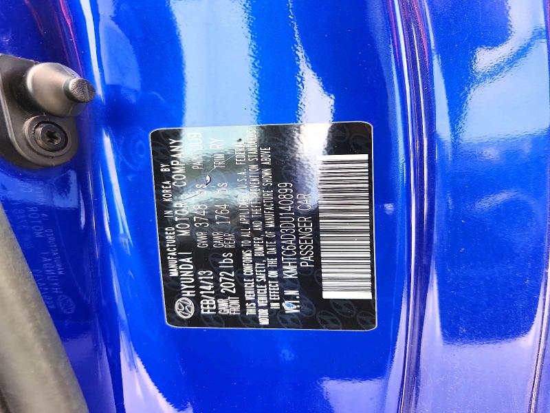 2013 Hyundai Veloster მანქანა იყიდება აუქციონზე, vin: KMHTC6AD3DU140899, აუქციონის ნომერი: 61619286