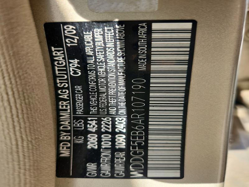 2010 Mercedes-benz C მანქანა იყიდება აუქციონზე, vin: WDDGF5EB6AR107190, აუქციონის ნომერი: 59717716