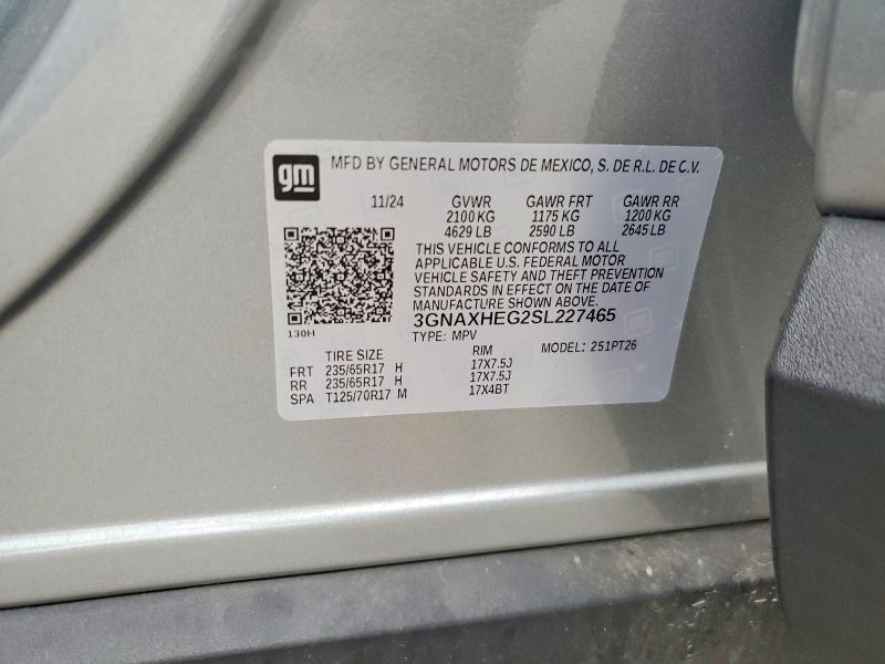 Продажа на аукционе авто 2025 Chevrolet Equinox, vin: 3GNAXHEG2SL227465, номер лота: 60510826