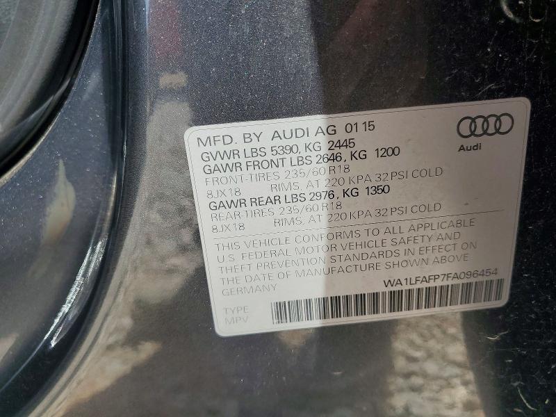 Продажа на аукционе авто 2015 Audi Q5, vin: WA1LFAFP7FA096454, номер лота: 63029136