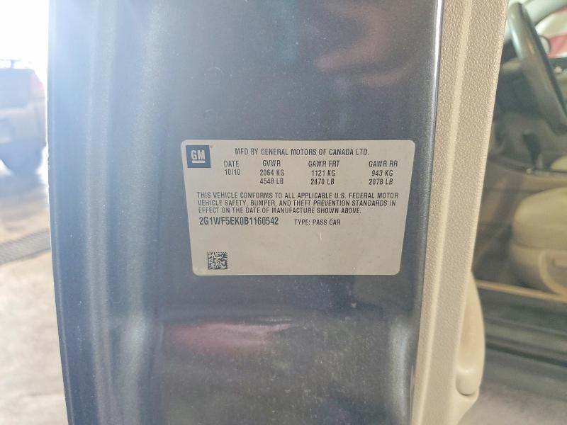 61893516 :رقم المزاد ، 2G1WF5EK0B1160542 vin ، 2011 Chevrolet Impala مزاد بيع