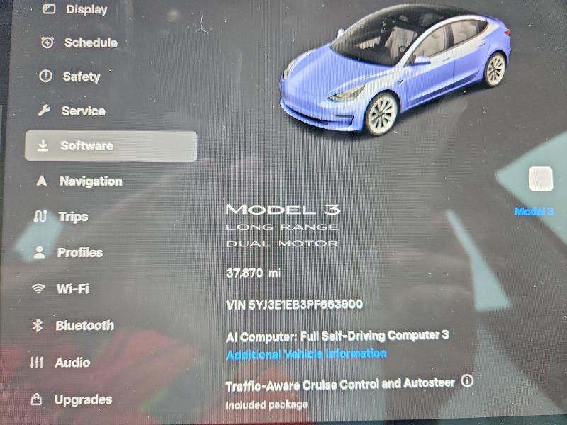85768945 :رقم المزاد ، 5YJ3E1EB3PF663900 vin ، 2023 Tesla Model 3 مزاد بيع