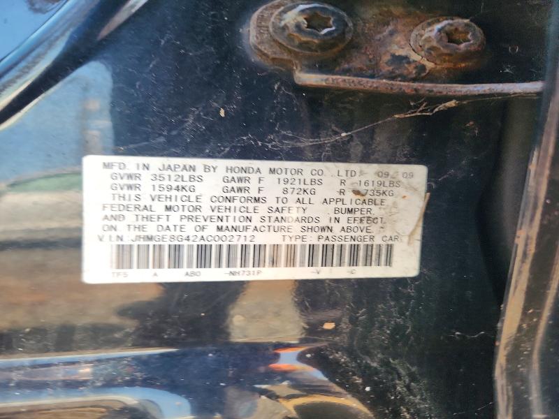 Продаж на аукціоні авто 2010 Honda Fit, vin: JHMGE8G42AC002712, номер лоту: 62041176