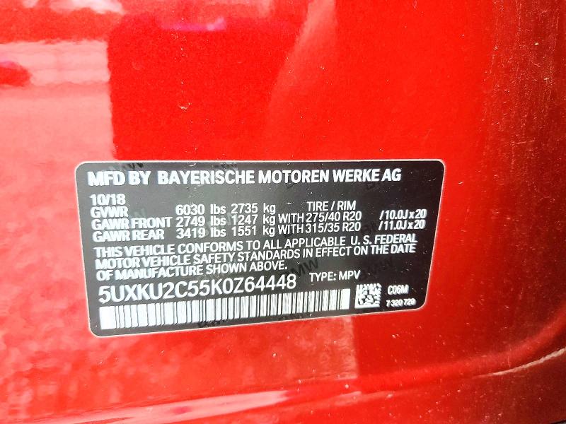 Aukcja sprzedaży 2019 Bmw X6, vin: 5UXKU2C55K0Z64448, numer aukcji: 60981526